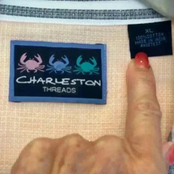 Charleston threads men’s XL button downcotton long sleeves 100 % Cotton Cool - Picture 5 of 5